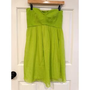 Diane Von Furstenberg DVF Asti Short Mini Strapless Dress Bright Kiwi Green 10